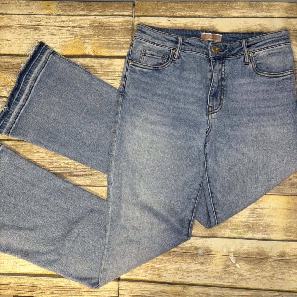Kut From The Kloth‎ Stella Flare Hippie Medium Wash Raw Hem High Rise Jeans Sz 6